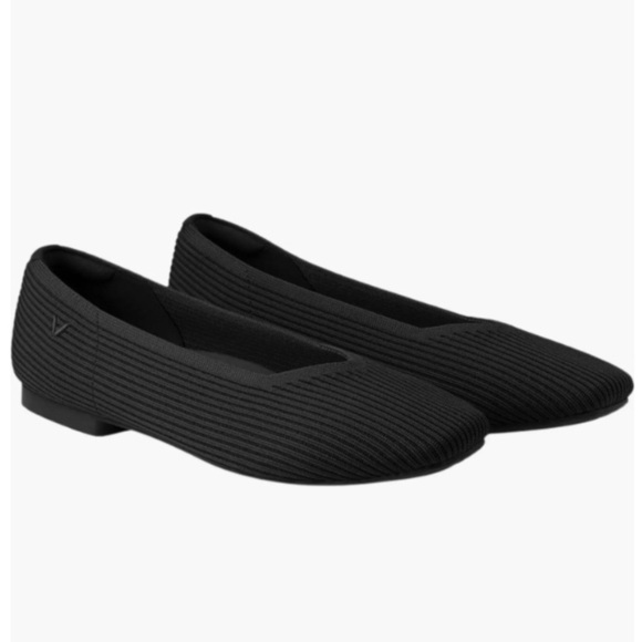 VIVAIA Margot 2.0 Square-Toe V-Cut Flats, Black, Size 41.5/10 - Picture 1 of 9